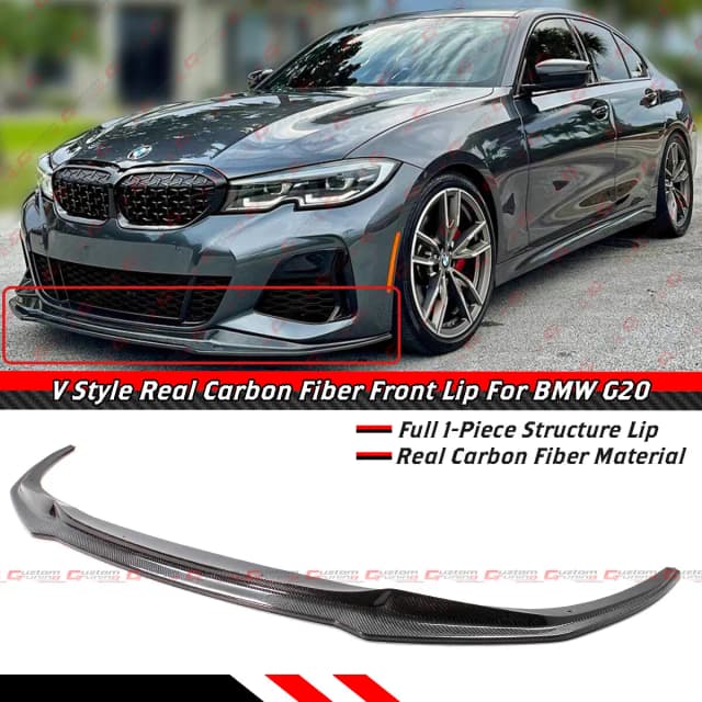 FOR 2019-2022 BMW G20 M340i 330i V STYLE CARBON FIBER FRONT BUMPER LIP SPLITTER