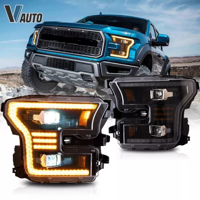 VLAND LED Headlights Fit For Ford F150 2015-2017 & Ford Raptor 2016-2021 Set