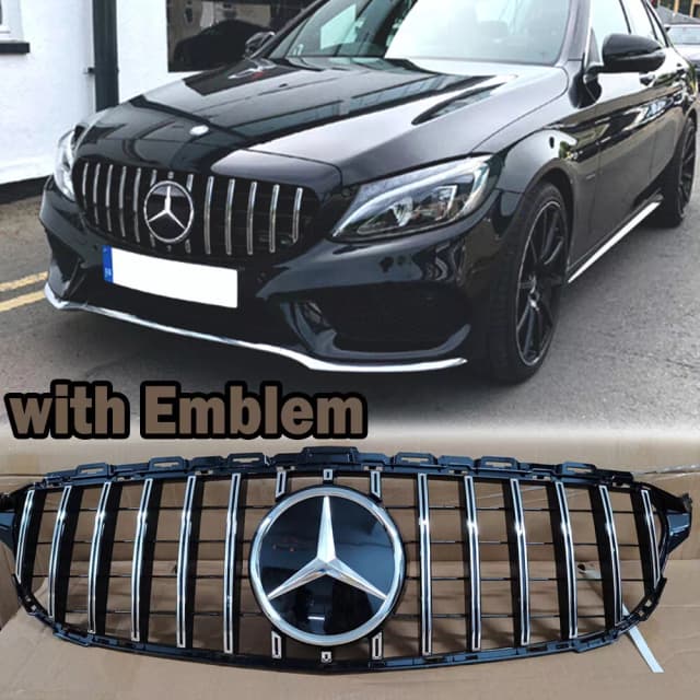 AMG Style Grill Grille for 2015-2018 Mercedes Benz W205 C200 C250 C300 W/Star