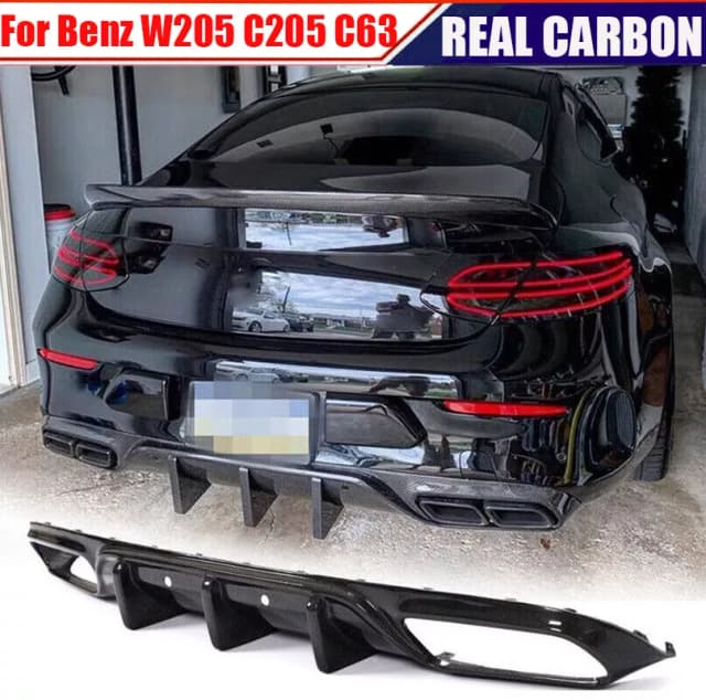 Fits Mercedes Benz W205 C205 C63 C63S Coupe REAL CARBON Rear Bumper Diffuser Lip