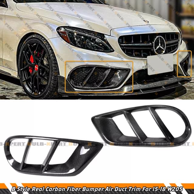 FOR 2015-18 BENZ W205 C43 C300 C400 AMG CARBON FIBER FRONT BUMPER AIR DUCT COVER