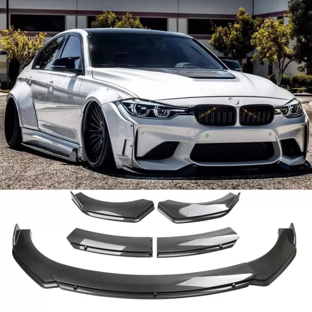 Universal For BMW Carbon Fiber Car Front Bumper Lip Spoiler Splitter Body Kit