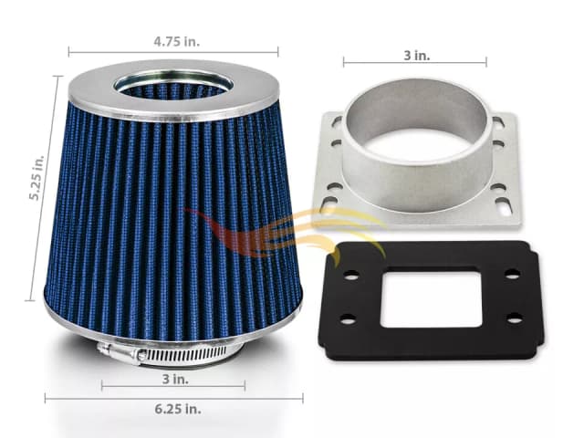 84-91 BMW E30 318 325 M3 Air Intake Filter + Adapter