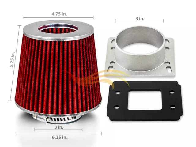 AIR INTAKE MAF Adapter + RED FILTER For 84-91 BMW 318 325 M3 E30